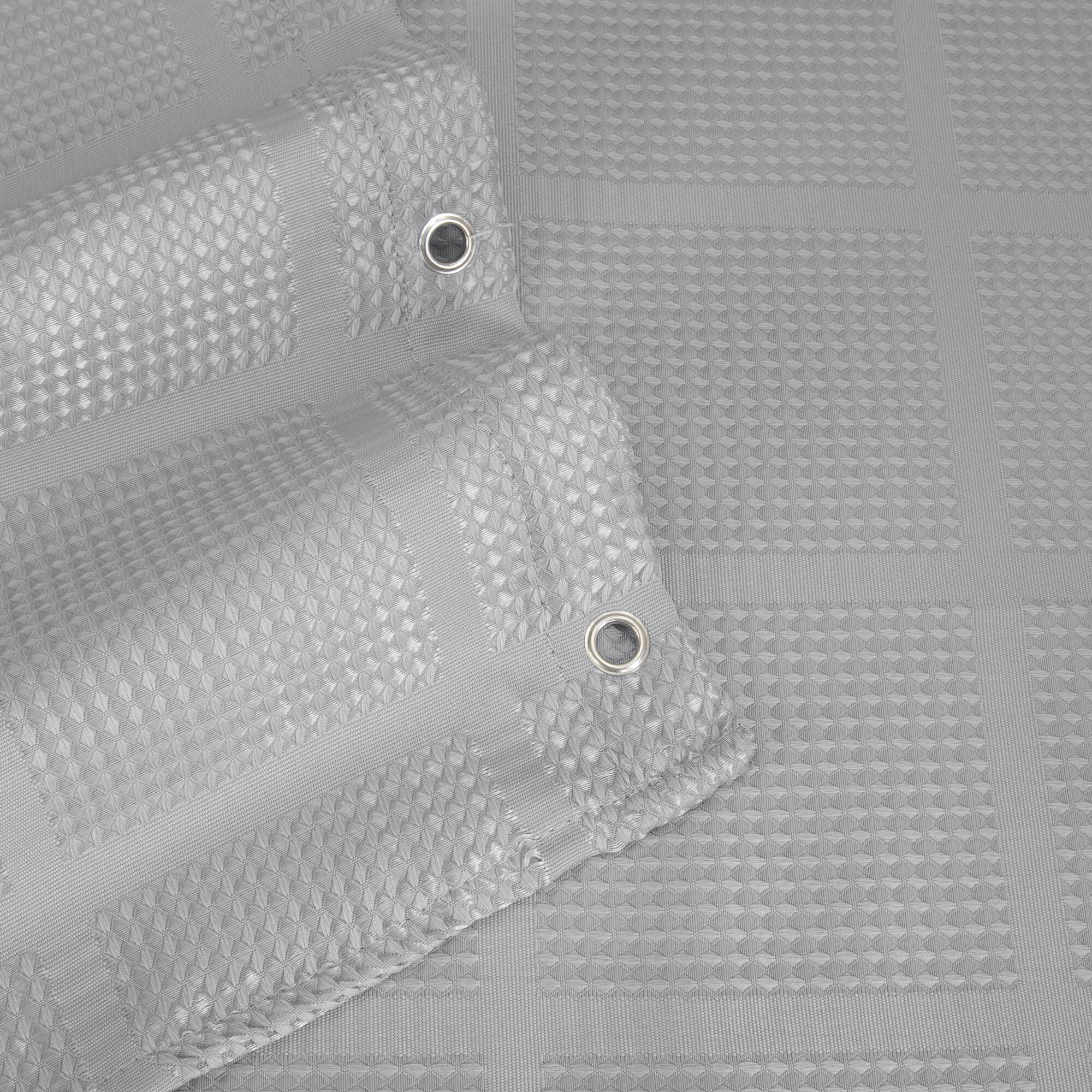 Elle Décor Gray Jacquard Solid Weave Shower Curtain